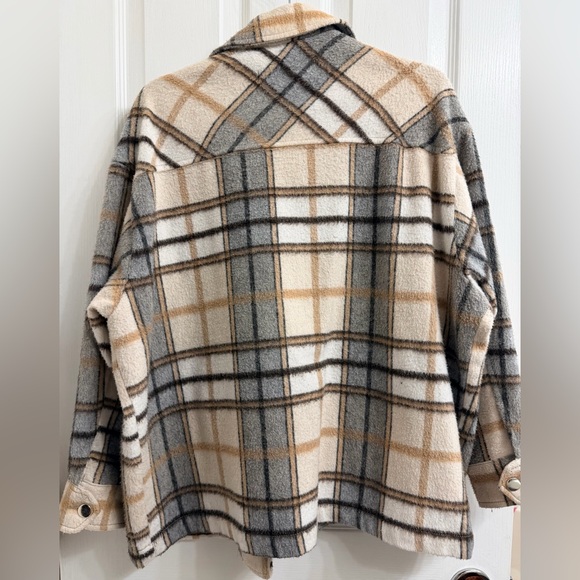 Zara Cream and Tan Plaid Jacket - Picture 4 of 4